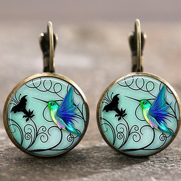 Jewelry - New Hummingbird Floral Boho Hippie Drop Earrings